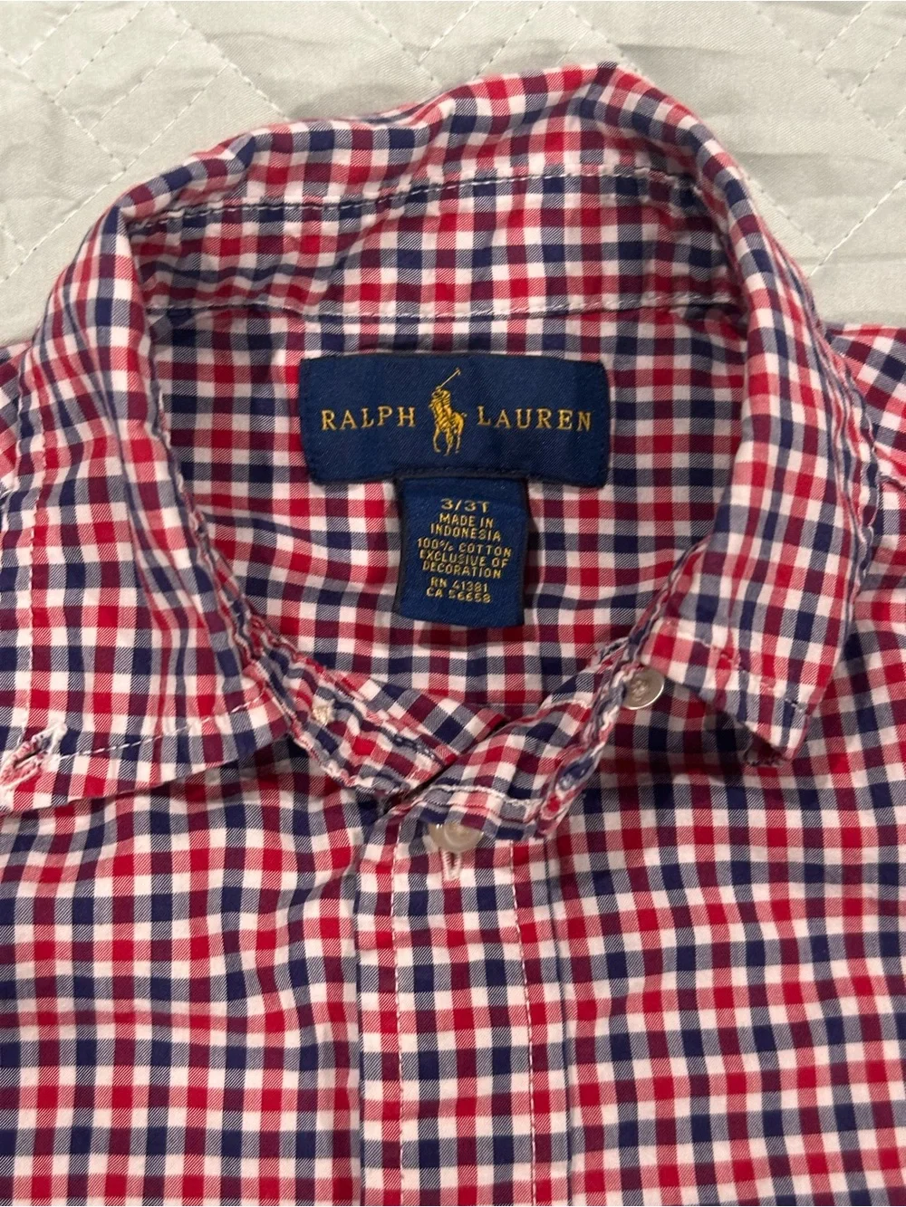 Ralph Lauren Red & Navy Check Button-Down Shirt - Kids